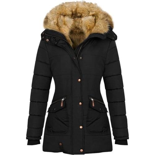 Cotton Padded Jacket 2021 Warm Winter Long Sleeve Women Outerwear Tops Zipper Thicken Casual Female Overcoats Coats Solid Color