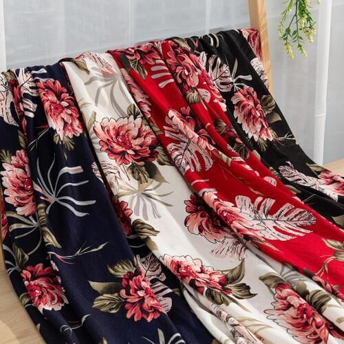 Printed Lycra Fabric By Half Yards Peony Jersey Cloth For Sewing Summer Clothes 45*165 Cm/Piece KA57-TJ1338