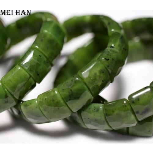 Meihan Wholesale gift (1 bracelet /set) natural 11*14*6mm Canadian jadeite nephrite stone bead bracelet for fashion jewelry
