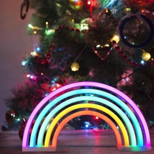 Cute Rainbow Shape Neon LED Night Light Creative Party Home Bedroom Decorative Lamp for Kids Adults Children