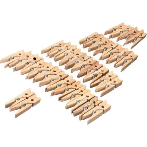 100 Pcs 3.5cm Mini Clamp Wooden For Natural Paper Photo Craft Clips House Decoration