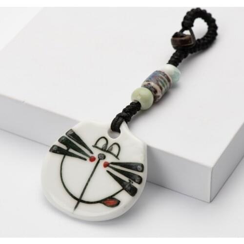 Cartoon Ceramic Beads Key Chain Pendant bag pendants Ceramic Jewelry DIY Key Chains #GY572