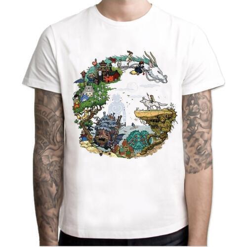 Japanese Anime Totoro Shirt Men Studio Ghibli Miyazaki Hayao Anime Spirit Away T Shirt Men Women Cartoon Clothes Summer T-Shirt