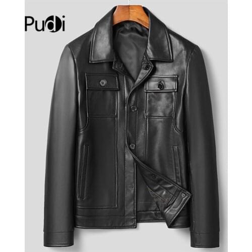 Pudi MT126 Brand New Man Real SheepSkin Coat Jacket Genuine Sheep Leather Jackets Winter Warm Coats Outwear