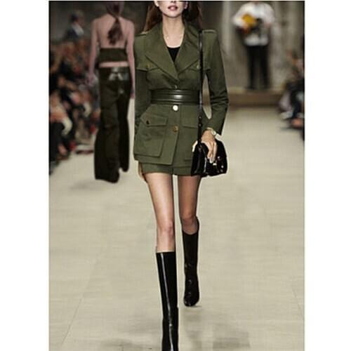 New Arrival 2021 Spring Fashion Set Army Green Sets Classic Lady Two Pieces Set Sexy Women Clothing Sets