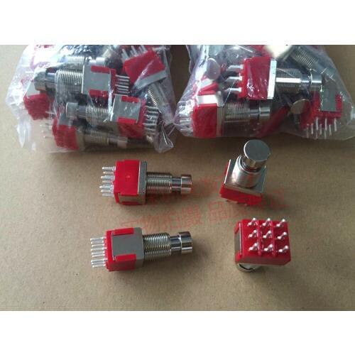 Original new 100% import larger self locking switch 9pin button switch 3 layers press one side and then press the other side
