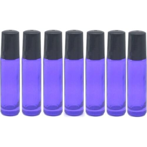 50pcs Empty 10ml Purple-blue Roller On Glass Bottle Perfume Essential Oil sample Bottles Roll-On Vial