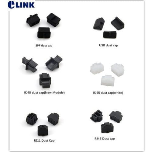 100pcs RJ11 dust cap RJ45 SPF USB dust cover/plug black white Free Shipping ELINK