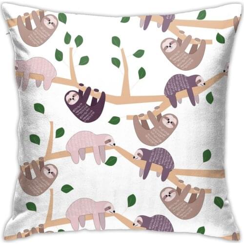Cute Cartoon Sloth Plush Soft Print Home Decro Pillow Cover 45x45cm Anime Cushion Pillow For Car Chair Outdoor Cushion Covers
