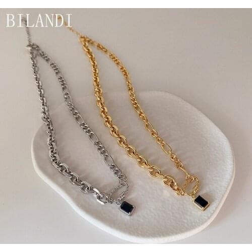 Bilandi Modern Jewelry Black Pendant Necklace 2021 New Design Vintage Temperament Chain Necklace For Girl Lady Gifts