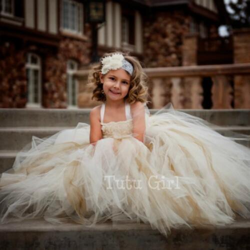 Gorgeous Flower Girl Tutu Dress for A Vintage Wedding 2-10y Kids Girl Ivory Flower Dress Baby Girl Clothes Birthday Party Photo