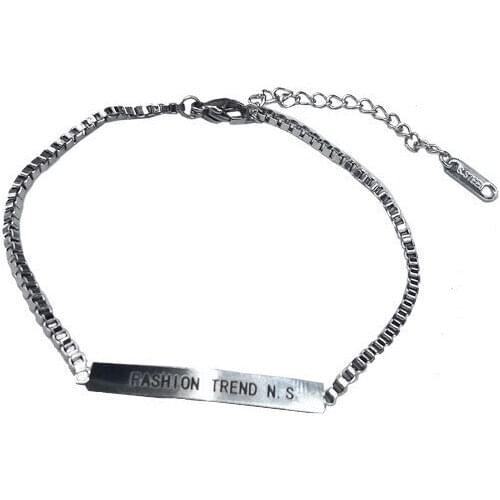 POTCET Womens Stainless Steel Long Brand Letter Titanium Steel Bracelet Geometric Fashion Hip Hop Personality Party Jewelry