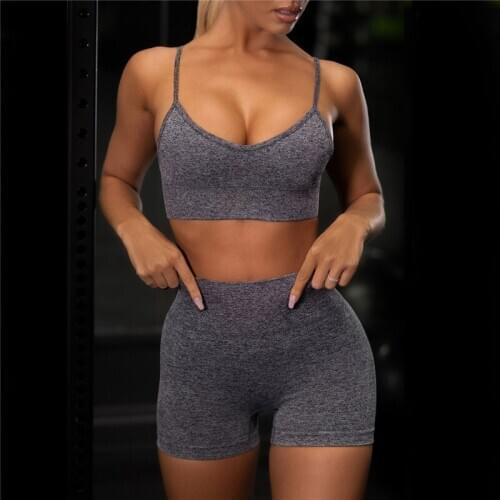 Women Sexy Patchwork Yoga Suit Workout Sports Yoga Set String Vest Short Crop Tops + Hot Shorts Pants Athletic Short Sets Hot