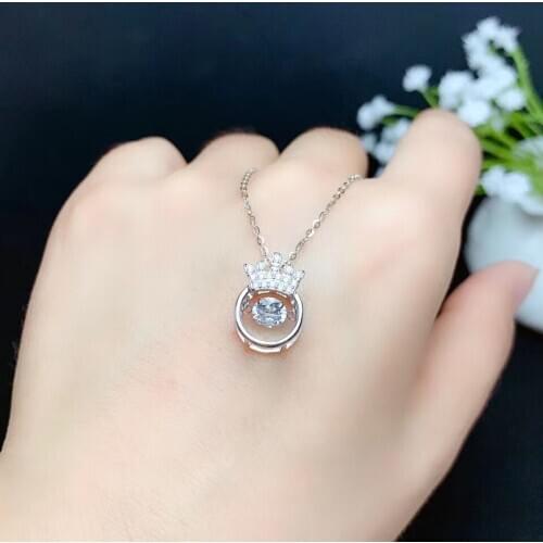 Crown style pouring shiny moissanite necklace for women 925 sterling silver birthday gift shiny gem better than diamond