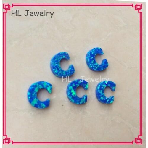 100PCS/ Lot Opal Initial Jewelry 8.4*10MM C Shape OP05 Pacific Blue Opal Letter Pendant