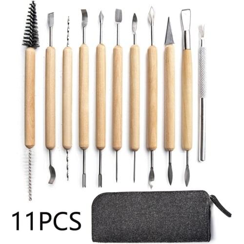 11pcs DIY Clay Tools Sculpting Kit Sculpt Smoothing Wax Carving Pottery Ceramic Polymer Shapers Modeling Carved Sculpture