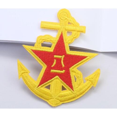 2PC Chinese Style Navy Badge Bayi Army Day Embroidery Iron on Patch Clothe Armband DIY Officer Clothe Hat Decor Sewing Accessory