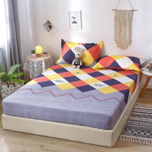 3 pcs Bed Linens Single Double Queen King Size Geometric Pattern Fitted Sheet With Pillowcase For Adult Mattress Cover laminas