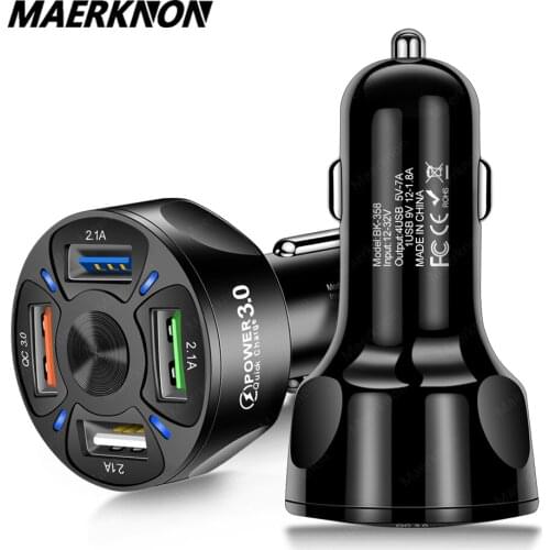 4 Ports USB Car Charger Quick Charge 3.0 Universal Fast Charging For Samsung Xiaomi iPhone Mobile Phone Chargers Car-Charger