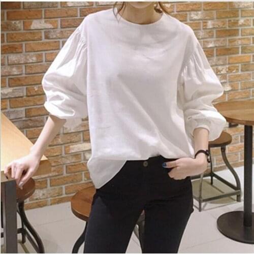 Blouses Woman 2020 Sexy Deep O-Neck Black Button Lantern Long Sleeve Slim Fashion Autumn New Elegant Lady Shirt Top CL352