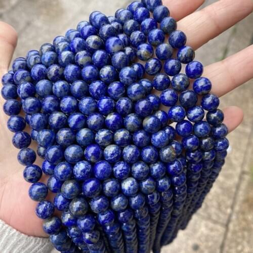 Natural Stone Beads Lapis Lazuli Round Loose Stone Beads For Jewelry Making DIY Bracelet Earrings Accessories 15'' 4/6/8/10/12mm