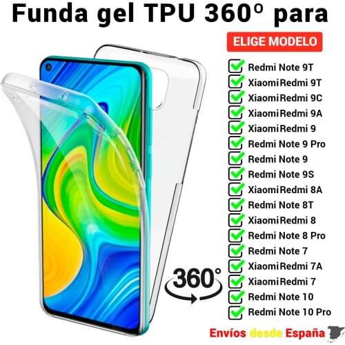 TPU 360 case for Xiaomi Redmi 7 7A 8 8T 9 9A 9C 9T Note PRO. Full Housing double face transparent silicone for Mobile