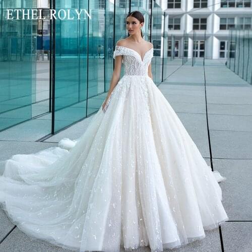 ETHEL ROLYN Sexy Sweetheart Lace Wedding Dress 2021 Off the Shoulder Princess Beaded Flowers Romantic Bridal Gowns