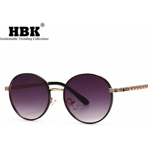 HBK New Classic Round Steampunk Sunglasses For Men Women Brand Designer Vintage Metal Frame Sun Glasses High Quality UV400
