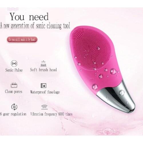 USB Charging Electric Silicone Facial Massage Pore Cleaning Tool Washing Brush It has soft brush head, gentle care skin. tension