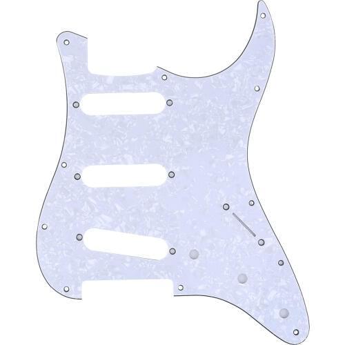 Musiclily Pro 11-Hole 72 or 64 Strat SSS Guitar Pickguard for MIJ JPN Japan Stratocaster, 4Ply White Pearl