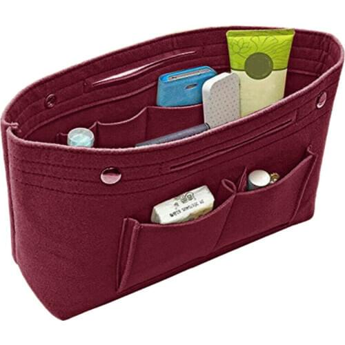 Purse Organizer Insert Makeup Handbag , Felt Bag organizer with zipper, Handbag & Tote Shaper, Fit Cosmetic Bags Never Full,Tote