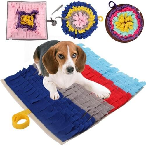 Dog Round Sniffing Training Mat Dog Washable Puzzle Training Blanket Pet Multicolor Nasal Congestion Mat Dog Toys Accessories