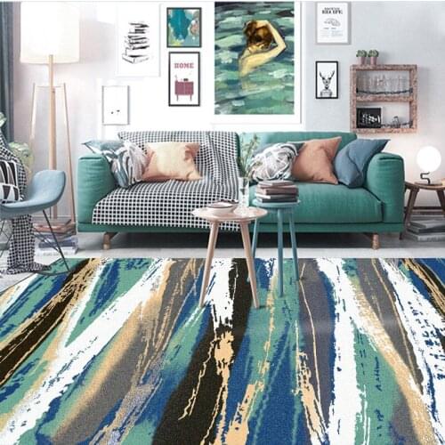 Fashion Modern Abstract Green Art Watercolor Line Bedroom Living Room Kitchen Bedside Carpet Floor Mat Door MatCustom Size