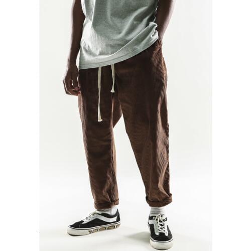 2020 Men Casual Corduroy Jogger Pants Men Loose Fit Pocket Corduroy Overalls Casual Pants Solid Color Sweatpants Trousers