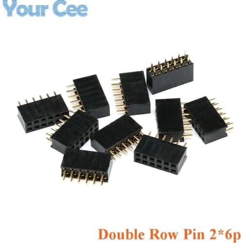 20 pcs DIY Kit Parts 6P Female Double Row Pin Socket Connector 2*6P Pitch 2.54mm Header Strip 2*6 Straight Needle