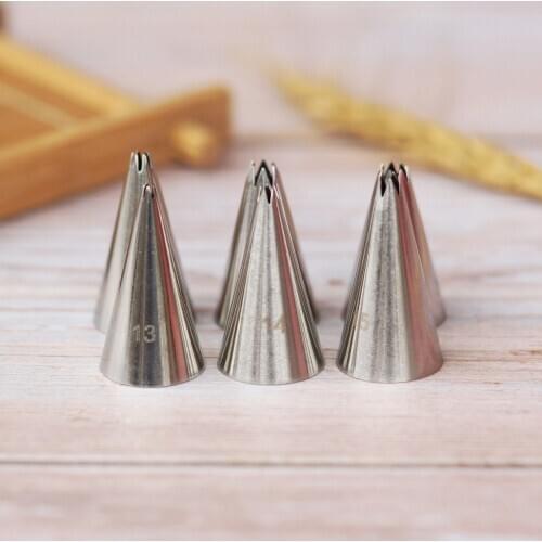#13-18 Open Star Icing Nozzle Stainless Steel Small Size Piping Tip Cake Decorating Tips Royal Icing Pastry Tip Tools Bakeware
