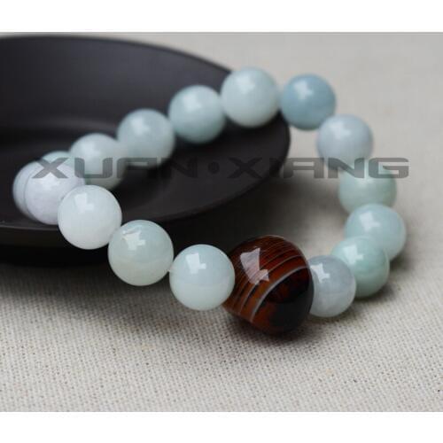 Level A Natural Jadeite Bracelet Round Beads Bracelet Chalcedony Hand String Bangle Gift For Women Stone Jades Jewelry