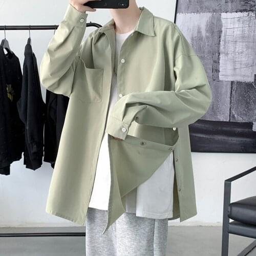 Autumn Multicolor Shirts Mens Fashion Society Mens Dress Shirts Korean Loose Long-sleeved Shirts Men Casual Shirts S-3XL