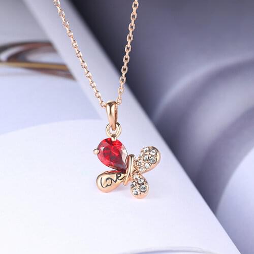 ZHOUYANG Top Quality ZYN379 Butterfly Rose Gold Color Fashion Pendant Jewelry Made with Austria Crystal