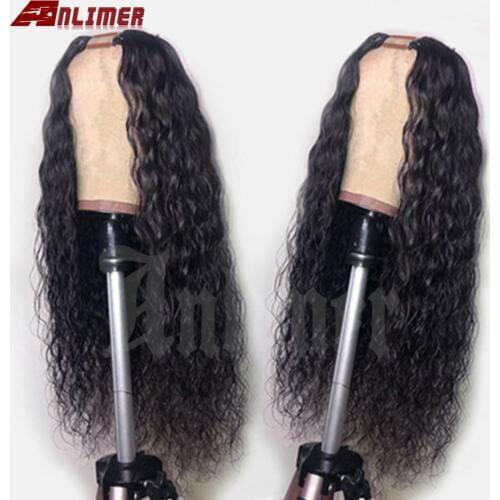 Water Wave U Part Wigs Human Hair U Opening Space 1*4 Brazilian Remy Hair Middle Part Natural Wave U Part Wig For Women Anlimer