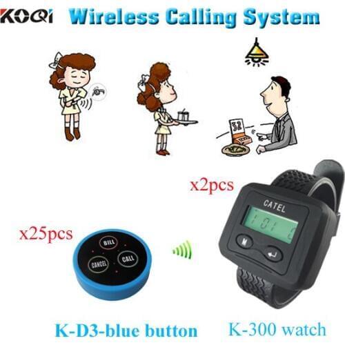 Restaurant Guest Paging System ( 2 watch pager +25 table bell button)
