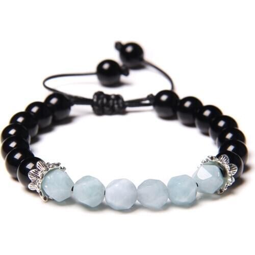 Braided Bracelet Women Natural Stone Onyx Aquamarines Beads Charm Bracelet Amethysts Adjustable Bracelet for Men Female Jewelry