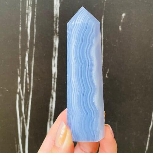 Rare!!!!!!Natural Blue Lace Agate Crystal Gemstone Wand Points Reiki Healing Chakra Decor