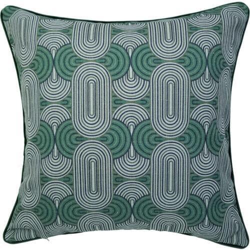 Contemporary Dark Green oval Ellipse Ornament Print Faux Linen Cushion Case Sofa Chair Home Decorative Pillow cover 45x45 cm