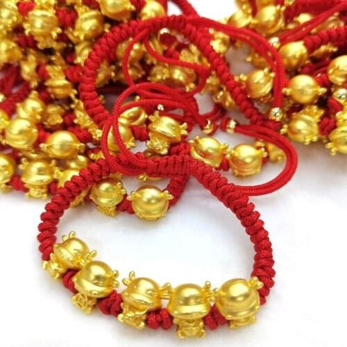 Mascot Five Fortunes Golden Cow Red String Bracelet 2021 Chinese Ox New Year Tradition Zodiac Lucky Blessing Bracelets