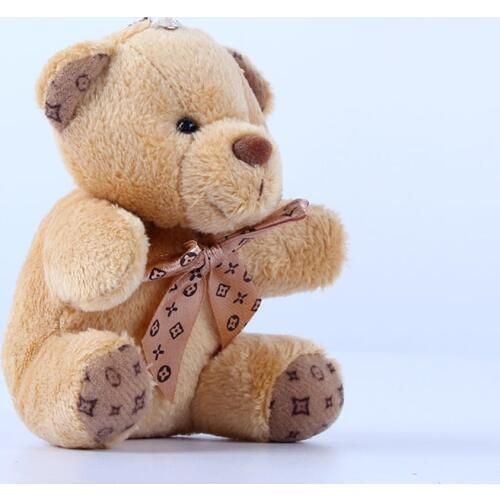 Fashion Teddy Bear Plush Doll Key Chain Ring Woman Bag Charms Keychain Faux Rex Rabbit Fur Pompom Toy Car Keyring Party Trinket