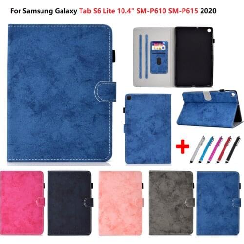 Wallet Flip Smart Cover For Samsung Galaxy Tab S6 Lite 10.4 Case For SM-P610 SM-P615 Funda Tablet Stand Coque Shell+Gift Pen