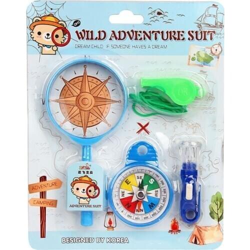 Magnifying Glasses Compass Flashlight Whistling Set Toy For Kids Outdoor