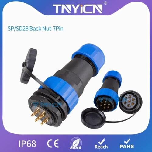 IP68 Waterproof Connector SP/SD20 Back Nut-7Pin Panel Mount Wire Cable Connectors Aviation Plug&Socket Led Connector Jack&Femal