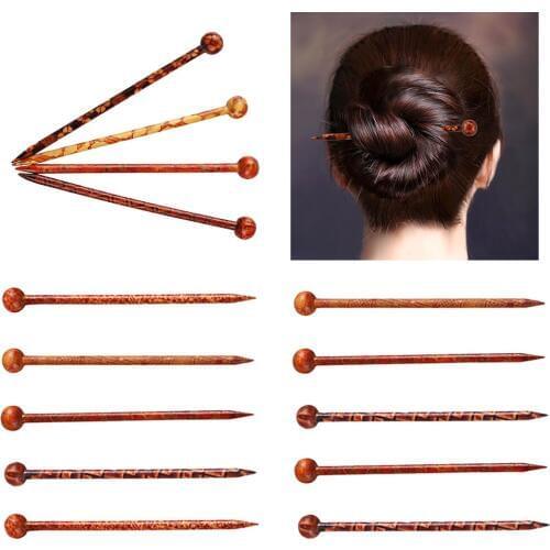 14 pieces Gorgeous Antique Handmade Printed Hair Sticks Shawl Picks Pins Female Wood Hair Stick Hairpin Head Pins Hair Fork 13cm